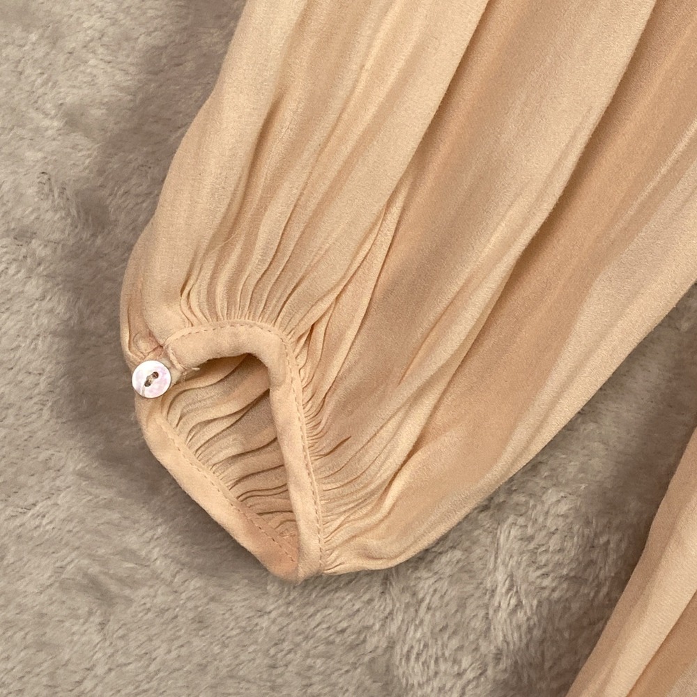Forever 21 Pleated Dress Peach Chiffon Easter Gathered Medium M Fairy Softgirl - Picture 3 of 12